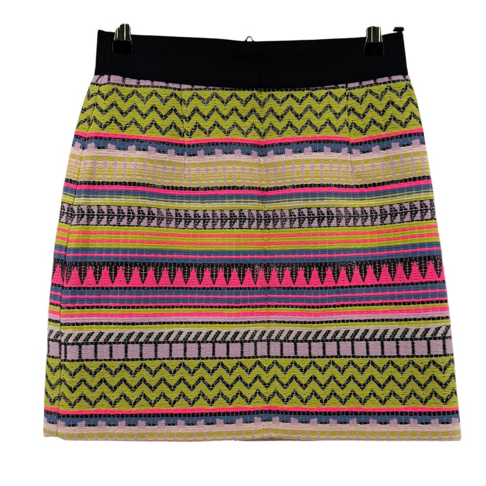 Milly Womens‎ Size 2 Neon Geometric Striped Mini Skirt Multi Color Made in USA